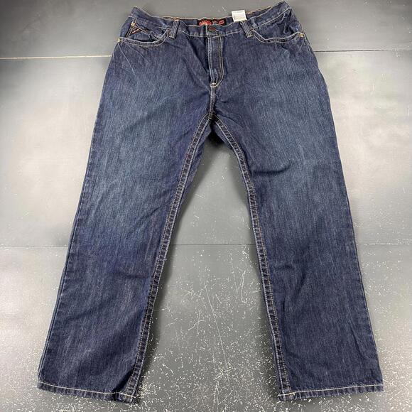 Ariat Flame Resistant Jeans Men 41x32 Dark Wash M4 Low Rise Boot Contrast Stitch - Picture 2 of 8